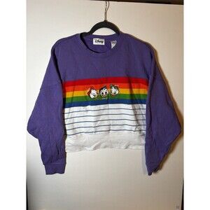 Disney  Exclusive Striped Ducks Oversized Rainbow Size XS Sweater